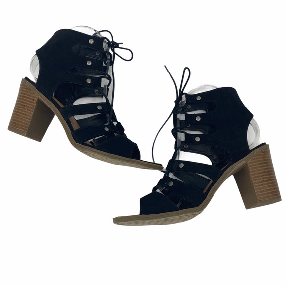 DV by Dolce Vita | Black Suede Lace Up Sandals - Picture 4 of 12